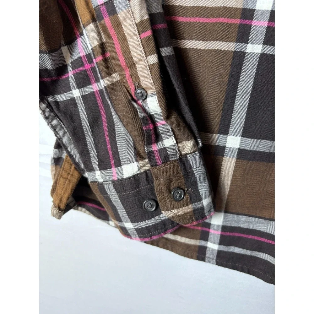 Banana Republic‎ Men's Brown's Plaid Slim Fit Untucked Flannel Shirt XL